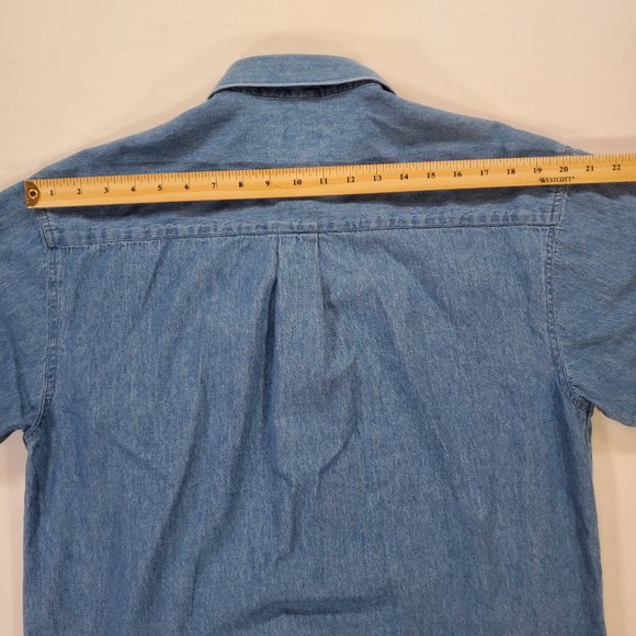 Landhaus C&A Naturally Shirt Mens Medium Blue Denim Classic Fit Button Up Casual - Picture 13 of 15